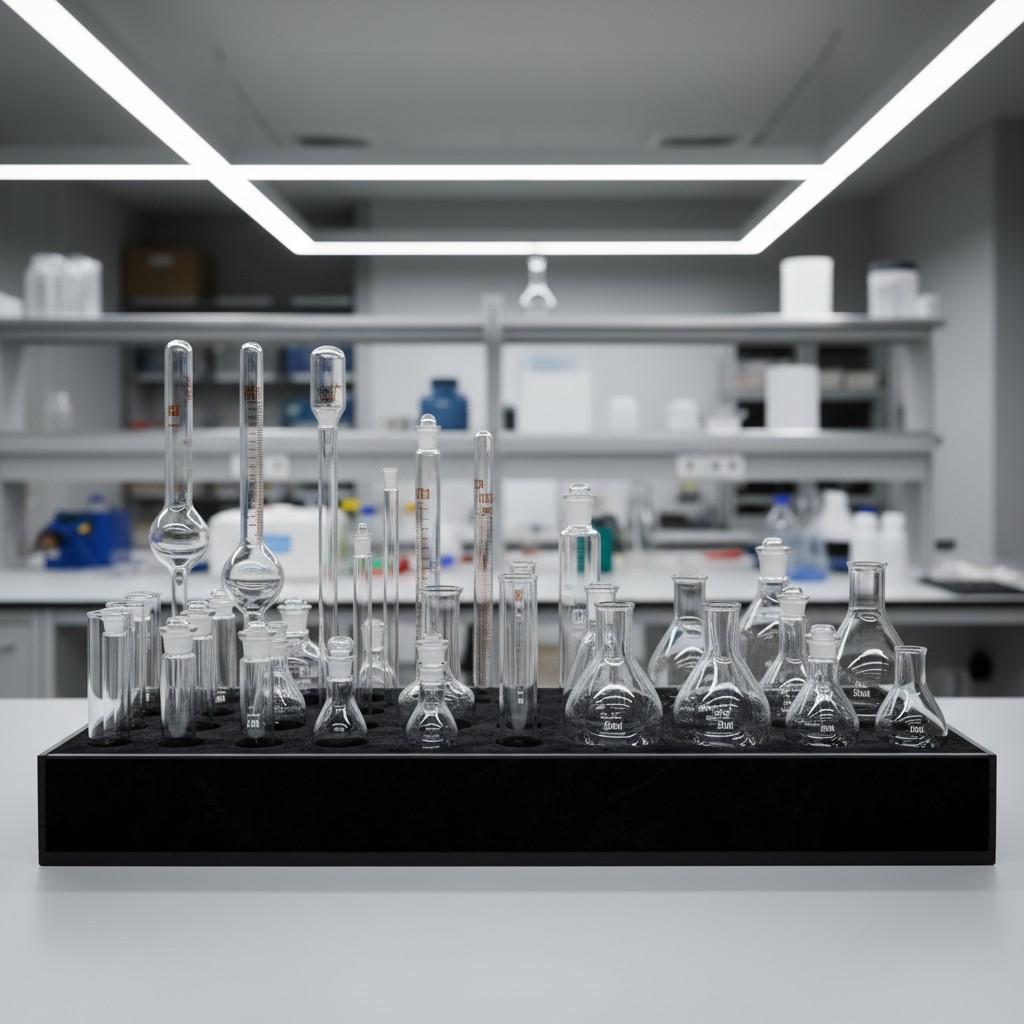 A collection of laboratory glassware.